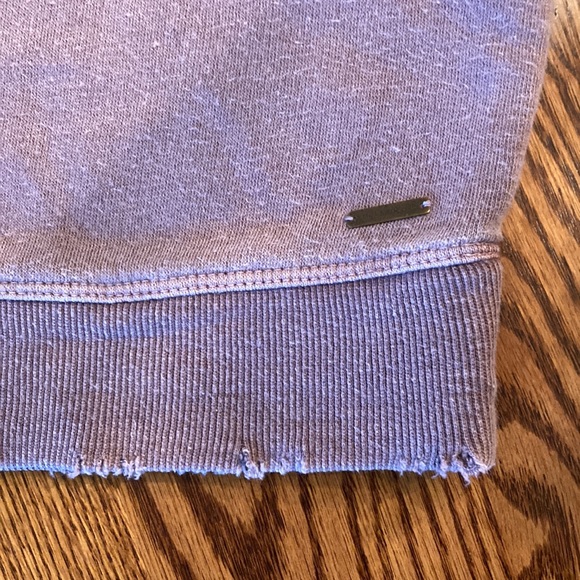 Lucky Brand distressed cold shoulder purple sweatshirt - Picture 5 of 6